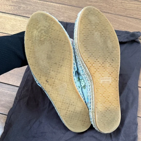 Gucci Floral Embroidered Espadrilles - Light Blue 36.5 - Picture 11 of 13